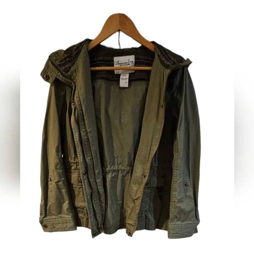 American Rag - Natural Hues & Greens Casual Fall Utililty Jacket / Coat - Picture 5 of 7